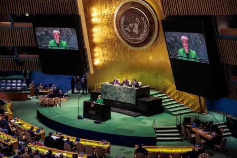 Predsednica republike Nataša Pirc Musar na Generalni skupščini Združenih narodov - konferenca o vodi / Foto: Sašo Domijan.