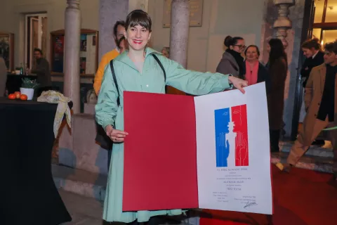 53 teden slovenske drame Prešernovo gledališče KR TSD zaključek podelitev nagrad Anja Novak Anjuti dobitnica nagrade Slavka Gruma / Foto: Tina Dokl