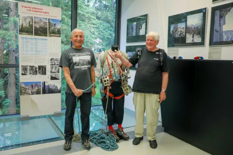 Janez Dovžan - Švelc in Janez Gradišar - Čirčang, člana prve slovenske alpinistične odprave na El Capitan leta 1973 / Foto: Tina Dokl