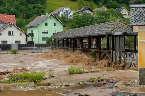 izredne razmere gorenjska poplave poplava 4.8.2023 Gorenja vas Poljane / Foto: Jure Ferlan