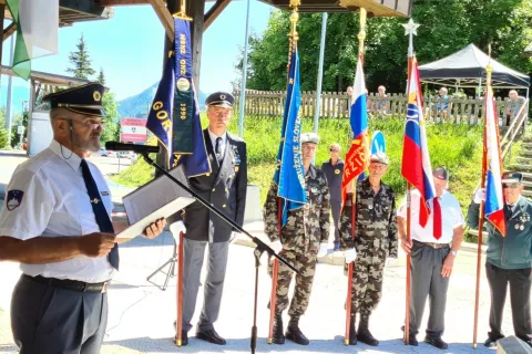 Slavnostni govornik Damjan Renko, v času osamosvojitvene vojne komandir Postaje mejne milice Jezersko / Foto: Ana &Scaron;ubic