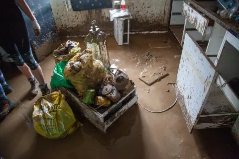Posledice poplav na Krivčevemu, v dolini reke Črne, občina Kamnik, 7. avgust 2023 / Foto: Aleš Senožetnik