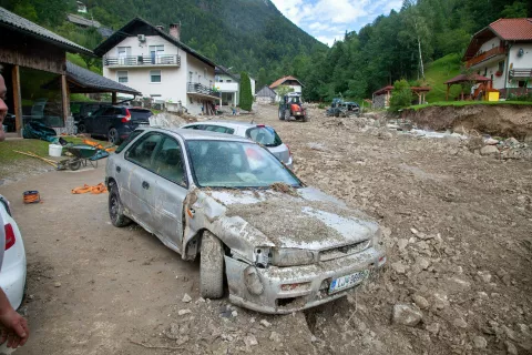 Posledice poplav na Krivčevemu, v dolini reke Črne, občina Kamnik, 7. avgust 2023 / Foto: Aleš Senožetnik