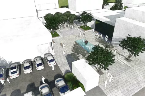 Idejna zasnova novega trga na Plavžu, za ureditev bodo v proračunu za naslednje leto namenili 400 tisoč evrov. / Foto: Idejna zasnova