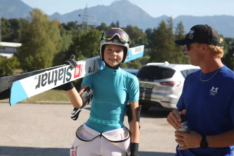 trening smučarke skakalke pred začetkom poletne sezone 2022-23 panožni center Gorenja sava / Foto: Gorazd Kavčič