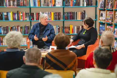 Tone Partljič v pogovoru z Moniko Sušanj / Foto: Nik Bertoncelj