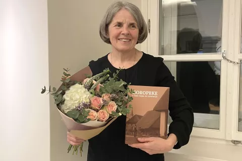 Mojca Treven na predstavitvi knjige v Muzeju Žiri. / Foto: Tanja Mlinar