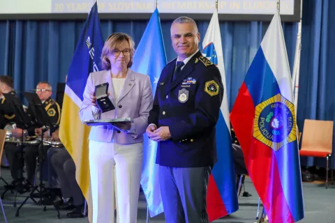 20. obletnica članstva Slovenije v Europolu slovesnost Tacen policijska akademija na fotografiji izvršna direktorica Europola Catherine De Bolle in generalni direktor policije mag. Senad Jušić / Foto: Tina Dokl