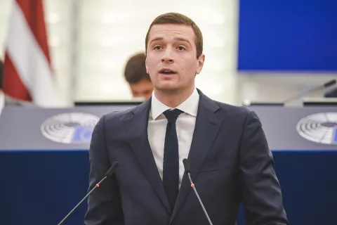 Med največjimi zmagovalci evropskih volitev je Jordan Bardella (1995), evropski poslanec in vodilni kandidat Nacionalnega zbora / Foto: Wikipedija