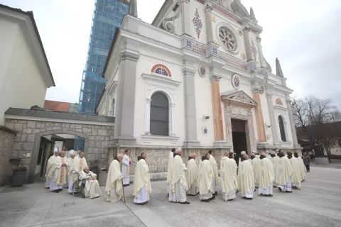 pater Polikarp Brolih brat frančiškan 100 let slovesno praznovanje sveta maša cerkev bazilika sv. Marije božje Brezje / Foto: Gorazd Kavčič