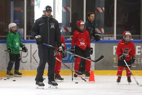 kamp trening hokejska akademija Anže Kopitar in Tomaž Razinger portret tiskovna konferenca mladi hokejisti NHL LA Kings Los Angeles / Foto: Gorazd Kavčič
