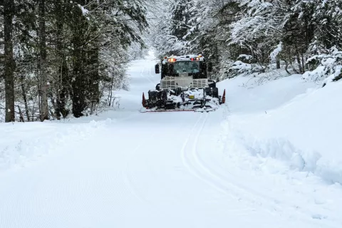 Novozapadli sneg je znova omogočil ureditev smučarskotekaške proge do Tamarja. / Foto: NC Planica / Foto: 