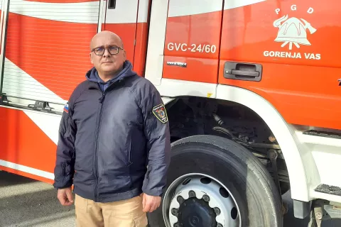 Predsednik PGD Gorenja vas Boštjan Reberšek / Foto: Klara Mrak / Foto: 