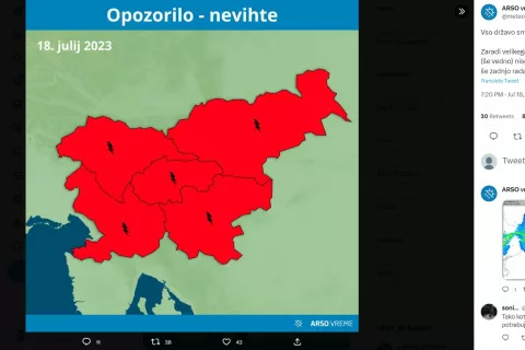 Foto: Twitter (ARSO) / Foto: 