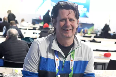 Pär Birger Holmer iz Švedske je prostovoljec v medijskem središču. / Foto: Gorazd Kavčič / Foto: 