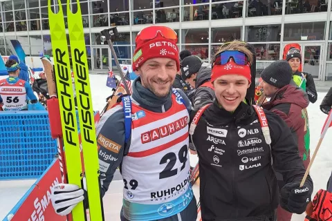 Gorenjca sta se veselila v Ruhpoldingu: Jakov Fak prvih stopničk po skoraj dveh letih, Alex Cisar pa uvrstitve kariere. / Foto: SloSki biatlon / Foto: 