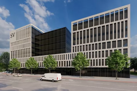 Vizualizacija idejne zasnove objekta Severna vrata, ki bo zrasel med Kidričevo in Bleiweisovo cesto v Kranju / Foto: MOK