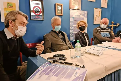 Selektor Jakob Jaša Kenda, predsednik organizacijskega odbora Jože Osterman, direktorica Gledališča Toneta Čufarja Branka Smole in dolgoletni igralec Ivan Berlot - Taubi / Foto: 