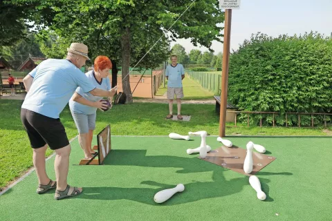 Kegljanje z vrvico je med kamniškimi upokojenci priljubljen šport. / Foto: 