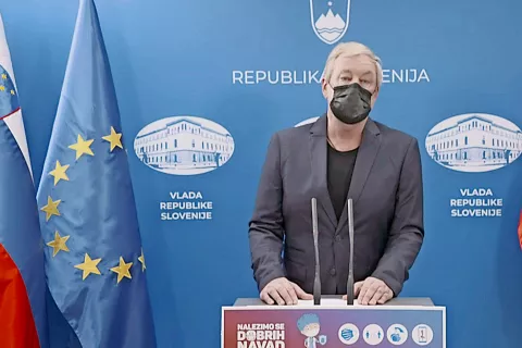 Prof. dr. Borut Štrukelj s Fakultete za farmacijo v Ljubljani na dopoldanski novinarski konferenci / Foto: posnetek zaslona / Foto: 