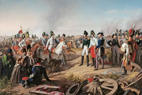 Ruski car Alexander I., avstrijski cesar Franc I. in pruski kralj Friderik Viljem III., zmagovalci bitke narodov pri Leipzigu, 1813, v kateri so premagali Napoleona / Foto: Wikipedija / Foto: 