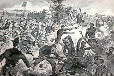 Prizor iz ene od bitk v ameriški državljanski vojni (1861–1865). Ta vojna še traja, a k sreči le v duhovih, ki jih letos poosebljata Trump in Biden. / Foto: Wikipedija / Foto: 