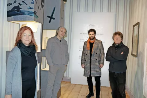 Soavtorji nove postavitve v Prešernovi hiši: (z leve) Ariana Furlan Prijon, Dušan Grobovšek, Gašper Peternel in Andrej Štular / Foto: Igor Kavčič / Foto: 