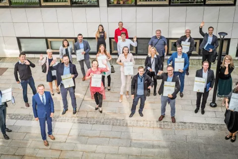 Letošnji prejemniki regijskih priznanj za najboljše inovacije / Foto: GZS – Regionalna zbornica Gorenjska / Foto: 