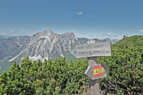 Z razgledne klopi pred bivakom Cjasut dal Scior sta Creta Grauzaria in Monte Sernio na dosegu roke. / Foto: Jelena Justin / Foto: 