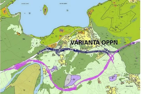 Potek obeh variant trase južne razbremenilne ceste – po podrobnem prostorskem načrtu in po predlogu civilne iniciative Mlino / Foto: 