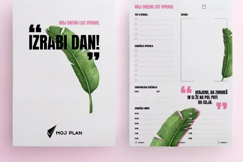 Moj plan, 50-listni blok, tiskan na popolnoma recikliranem papirju, kot ga je zasnoval Ian Polak Rožac / Foto: arhiv LU Tržič / Foto: 