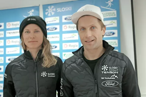 Blejka Urška Pribošič, tekmovalka v snežnem parku, in Bohinjec Matevž Pristavec, glavni trener A-ekipe prostega sloga / Foto: Gorazd Kavčič / Foto: 