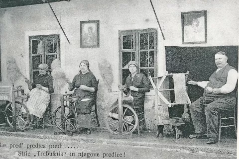 Preja pri Trebušniku v Žirovnici pred drugo svetovno vojno, razglednica / Vir: Slovenski etnološki leksikon, 2004, str. 467. / Foto: 