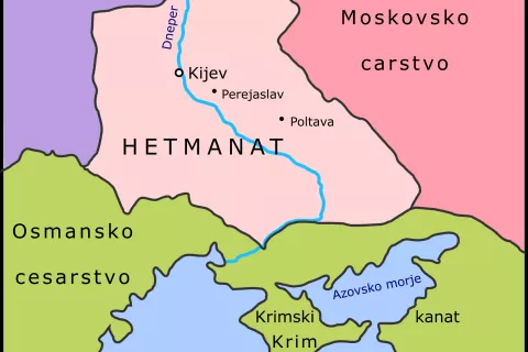 Zemljevid kozaškega Hetmanata z okolico okr. 1650. / Foto: Jurij Kurillo