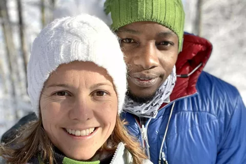 &Scaron;pela in Patrick na Mrzlem vrhu v Žireh / Foto: osebni arhiv &Scaron;pele Vehar / Foto: 