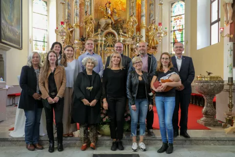 prenova glavni oltar sv Jurij in stenske poslikave župnija sv Jurij Šenčur predstavitev / Foto: Tina Dokl