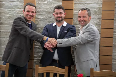 Gašper Hafner kandidat SDS za župana Škofje loke / Foto: Tina Dokl